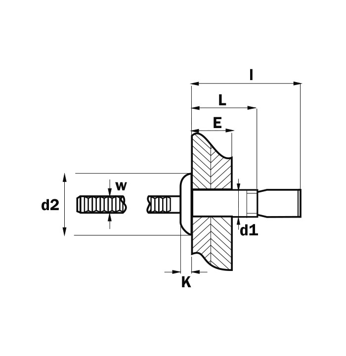 Ref 0080 65 22 REMACHE ACERO ACERO CABEZA ALOMADA ESTRUCTURAL