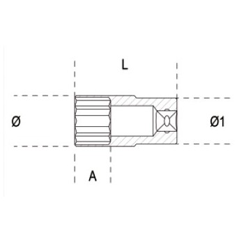 Ref. 920BL - Vaso largo en métrico 1/2" multicara