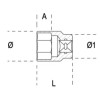 Ref. 928AS - Vaso estándar en pulgadas 3/4" hexagonal