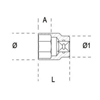 Ref. 928AS - Vaso estándar en pulgadas 3/4" hexagonal