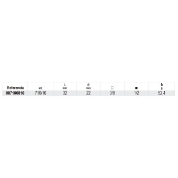Ref. 710/16 - Adaptador agrandador impacto hembra 3/8” macho 1/2”