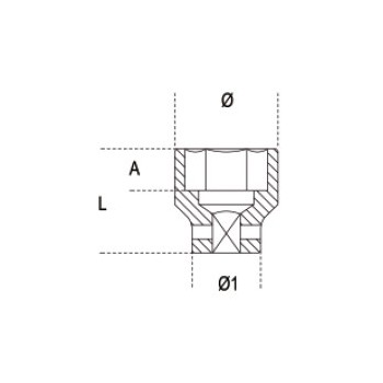Ref. 720AS - Vaso impacto 1/2” hexagonal pulgadas