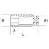 Ref. 720L - Vaso impacto 1/2” hexagonal Largo métrico