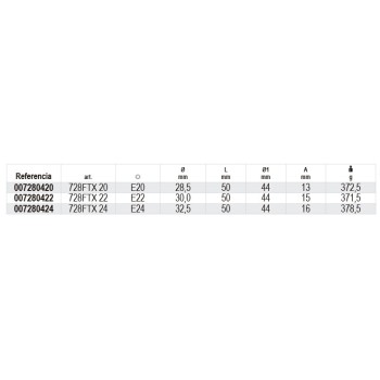 Ref. 728FTX - Vaso impacto 3/4” para tornillos macho Torx