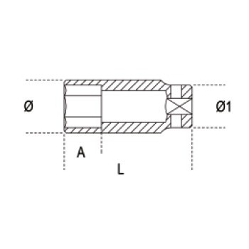 Ref. 729LS - Vaso Largo impacto 1" hexagonal métrico pared fina