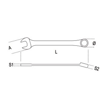 Ref. 142SN - Llave combinada con carraca articulada métrico