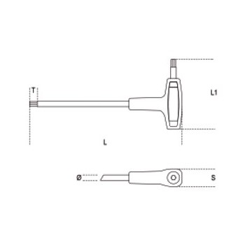 Ref. 96TBP - Llaves macho hexagonales acodadas con cabeza esférica y mango