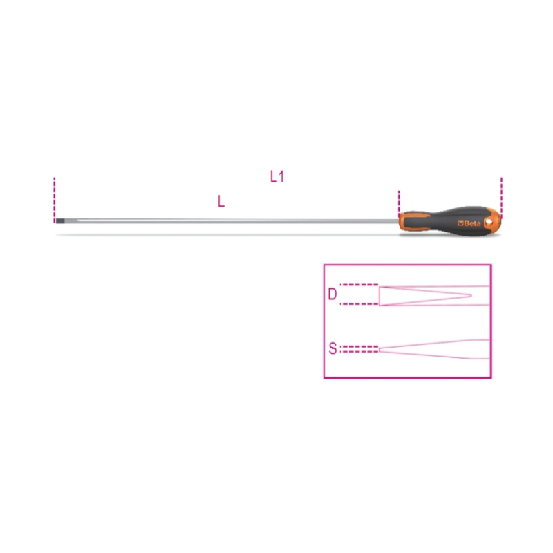 Ref. 1204EL - Destornilladores para tornillos con cabeza ranurada tipo largo