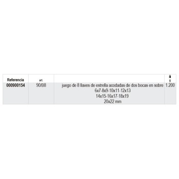 Ref. 90/B - Juego en bolsa de 8 llaves de estrella acodadas de dos bocas