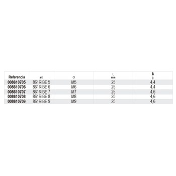 Ref. 861RIBE - Puntas de 1/4 para tornillos con huella RIBE