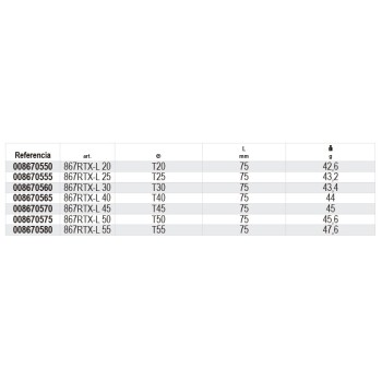 Ref. 867RTX/L - Puntas de 10 mm Larga para tornillos con huella Torx Inviolable