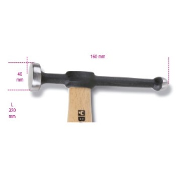Ref. 1351 - Martillo de aplanar cabeza plana y peña esférica mango de madera