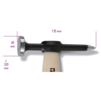 Ref. 1353 - Martillo de aplanar cabeza plana y peña en punta mango de madera