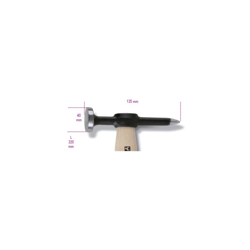 Ref. 1353 - Martillo de aplanar cabeza plana y peña en punta mango de madera