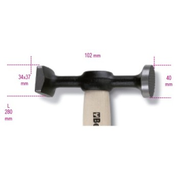 Ref. 1357Z/45 - Martillos postillón cabeza plana moleteada y cuadrada lisa mango de madera