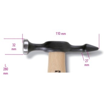 Ref. 1359T - Martillo de peña horizontal y cabeza plana mango de madera