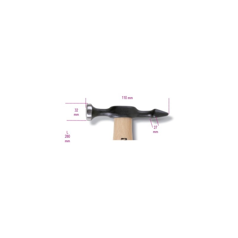 Ref. 1359T - Martillo de peña horizontal y cabeza plana mango de madera