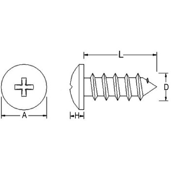 0044 39 25 - Tornillo Rosca Chapa Cilíndricos Philips, Cincado Negro (DIN 7981)