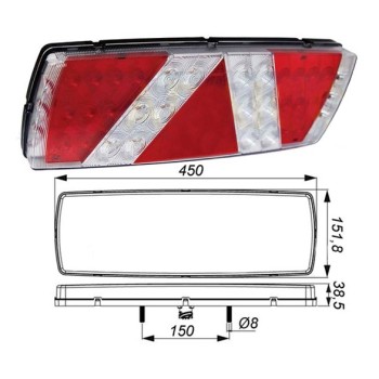 Ref. 0895 259 037 - Piloto Trasero LED 12/24V Remolque 7 funciones