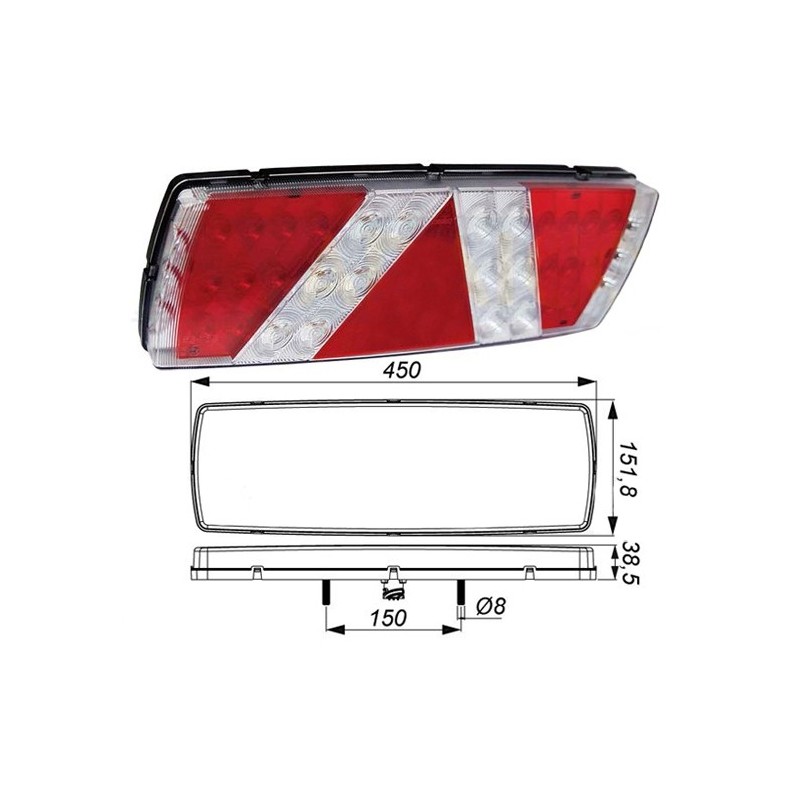 Ref. 0895 259 037 - Piloto Trasero LED 12/24V Remolque 7 funciones