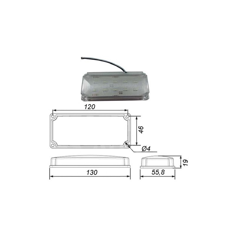 Ref. 0895 256 010 - Plafón Interior Rectangular LED 130x46