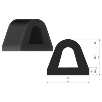 Ref. 0895 170 020 - Perfil Paragolpes Goma 2,5 m x 107mm