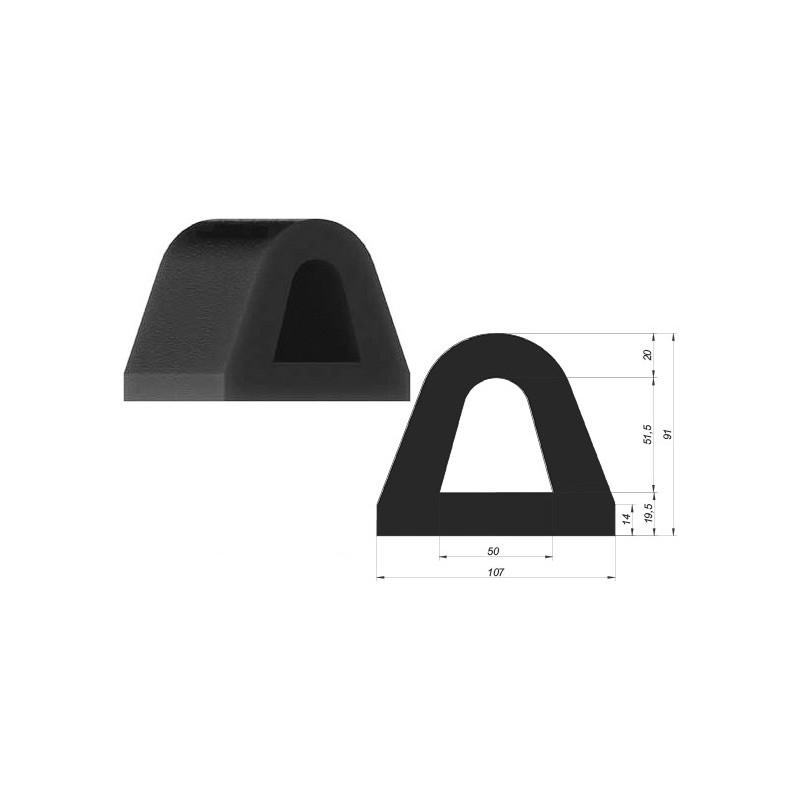 Ref. 0895 170 020 - Perfil Paragolpes Goma 2,5 m x 107mm