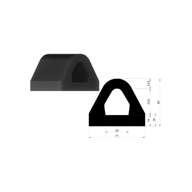 Ref. 0895 170 030 - Perfil Paragolpes Goma 2,5 m x 70mm