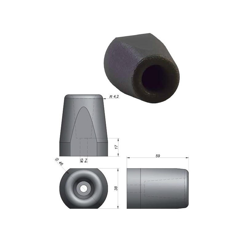 Ref. 0895 170 184 - Tope Goma Cónico Biselado 60xØ46
