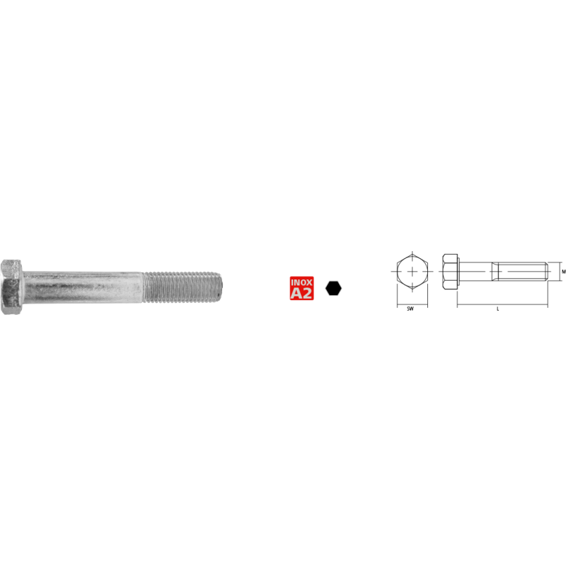 Ref. 0970 061401080 - Tornillo DIN 931 Inoxidable A-2