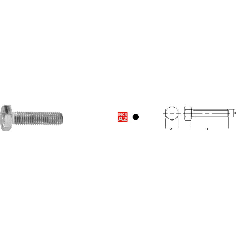 Ref. 0970 061412060 - Tornillo DIN 933 Inoxidable A-2