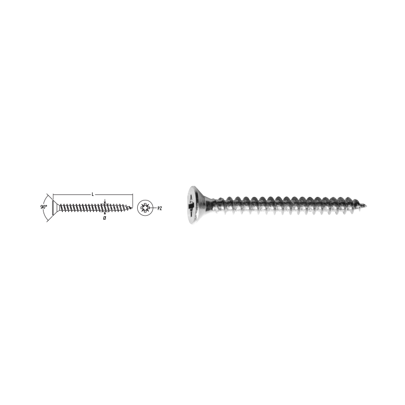 Ref. 0970 061450425 - Tornillo DIN 7505-A Inoxidable A-2 Ø4 (PZ-2)