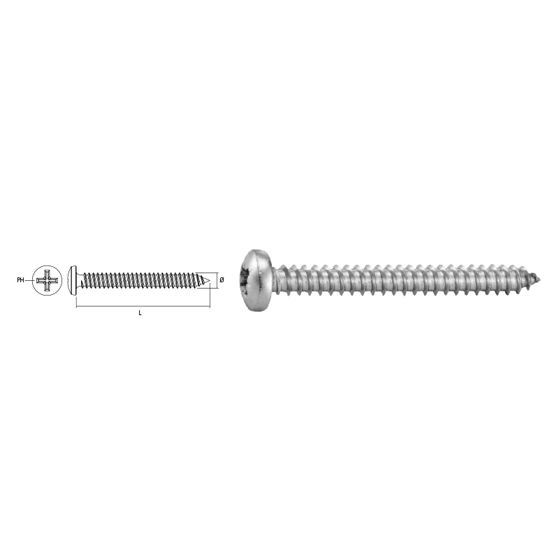Ref. 0970 061466319 - Tornillo DIN 7981 Inoxidable A-2 Ø6,3 (PH-3)