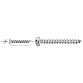 Ref. 0970 061466338 - Tornillo DIN 7981 Inoxidable A-2 Ø6,3 (PH-3)