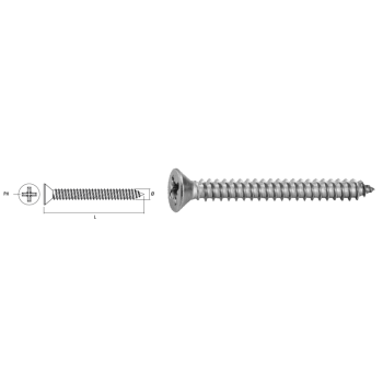 Ref. 0970 061476360 - Tornillo DIN 7982 Inoxidable A-2 Ø6,3 (PH-3)