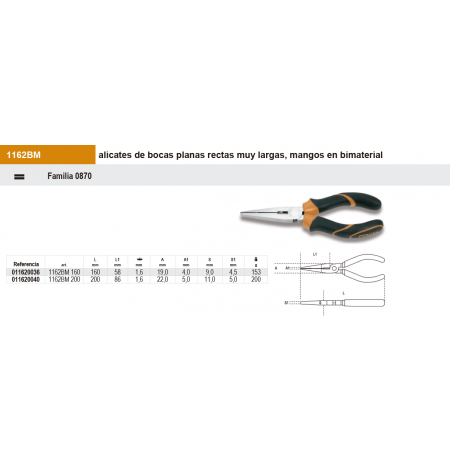 Tijeras de electricista, hojas rectas - Beta 1128BM