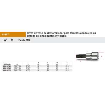 Vaso con punta huella 5 puntas inviolable 3/8"