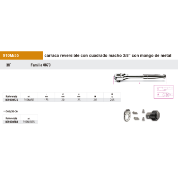 Carraca estándar metal 3/8" 48d