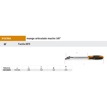 Empuñadura articulada 3/8"