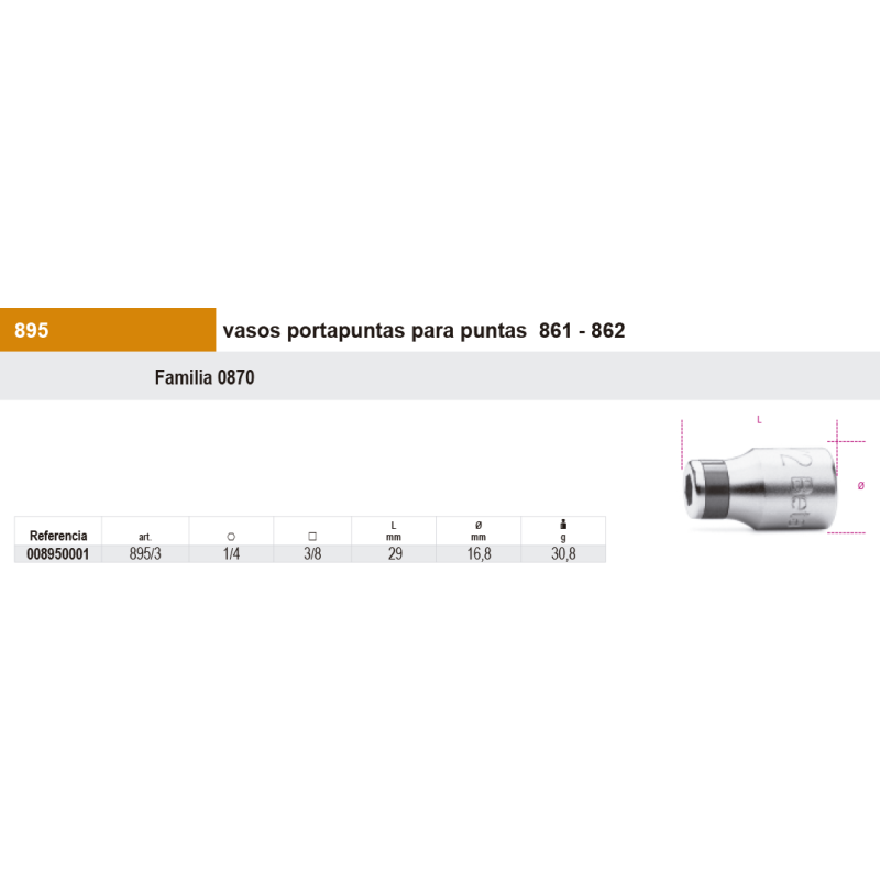 Adaptador porta puntas 3/8"