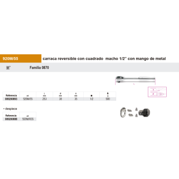 Carraca estándar metal 1/2" 48d
