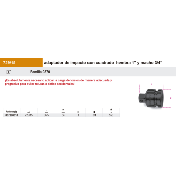 Adaptador reductor impacto hembra 1" macho 3/4