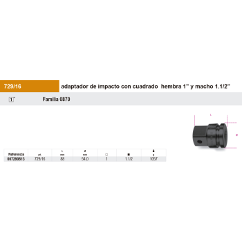 Adaptador agrandador impacto hembra 1" macho 1,1/2