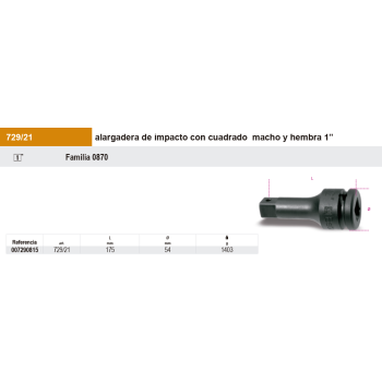 Alargadera impacto 1" 175mm