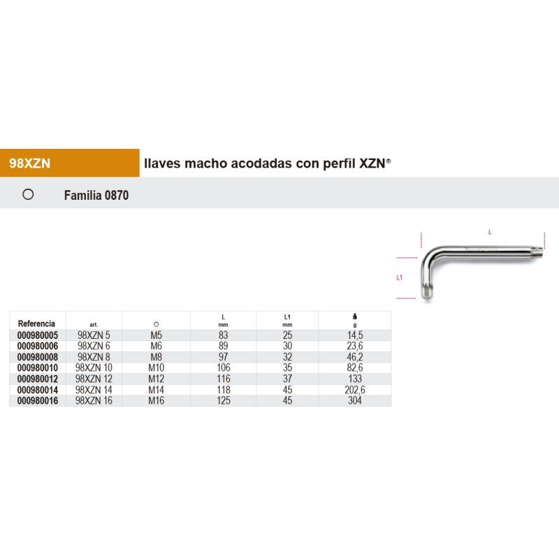 Llave acodada huella XZN