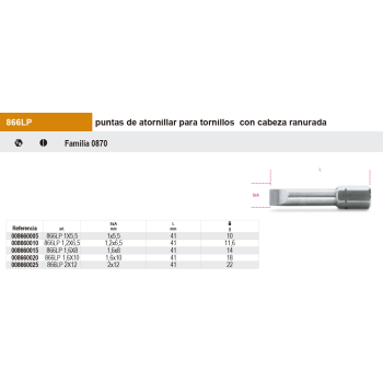 Puntas de 5/16 para tornillos con cabeza ranurada