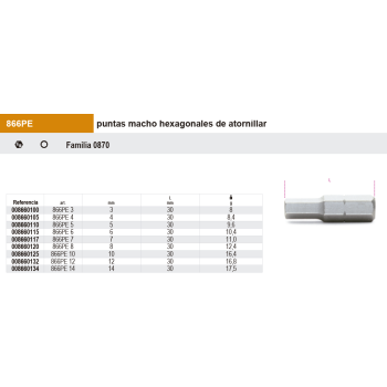 Puntas de 5/16 macho hexagonales