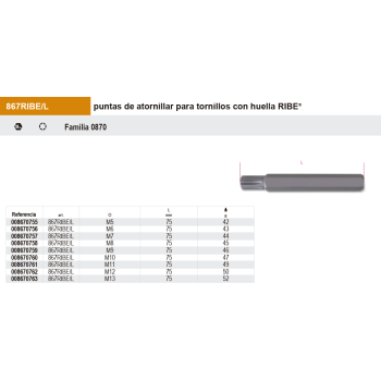 Puntas de 10mm Larga perfil RIBE