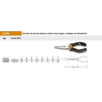 Alicate Bocas planas rectas Bimaterial