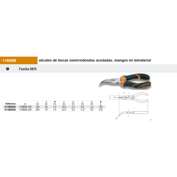 Alicate Bocas semiredondas curvas Bimaterial